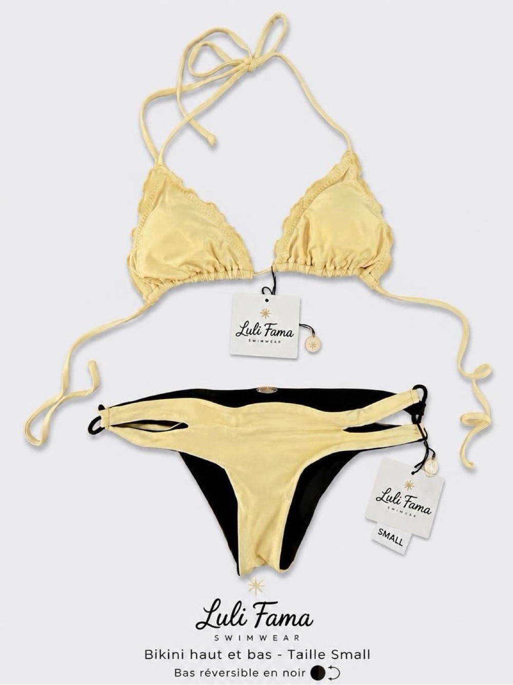 Luli Fama Metallic Gold  Bikini Small